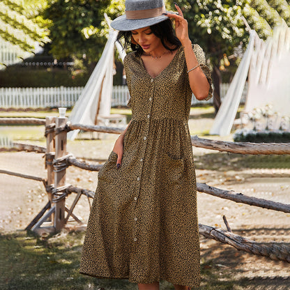 Elegantes Midikleid Mit V-Ausschnitt
