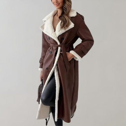 Einreihiger Wintermantel Aus Weichem Leder