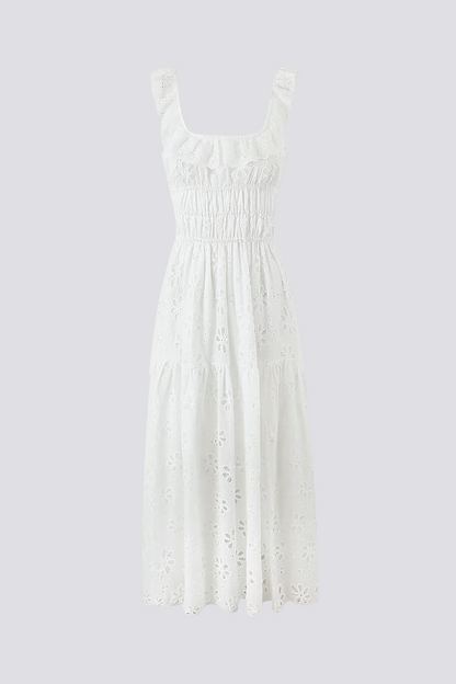 Rückenfreies Maxikleid Mit Schlitz Und Quadratischem Ausschnitt