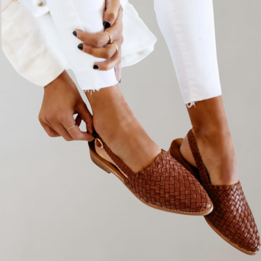 Flache Sandalen Mit Niedrigem Absatz | Loafer-Sandalen Mit Riemen An Der Rückseite