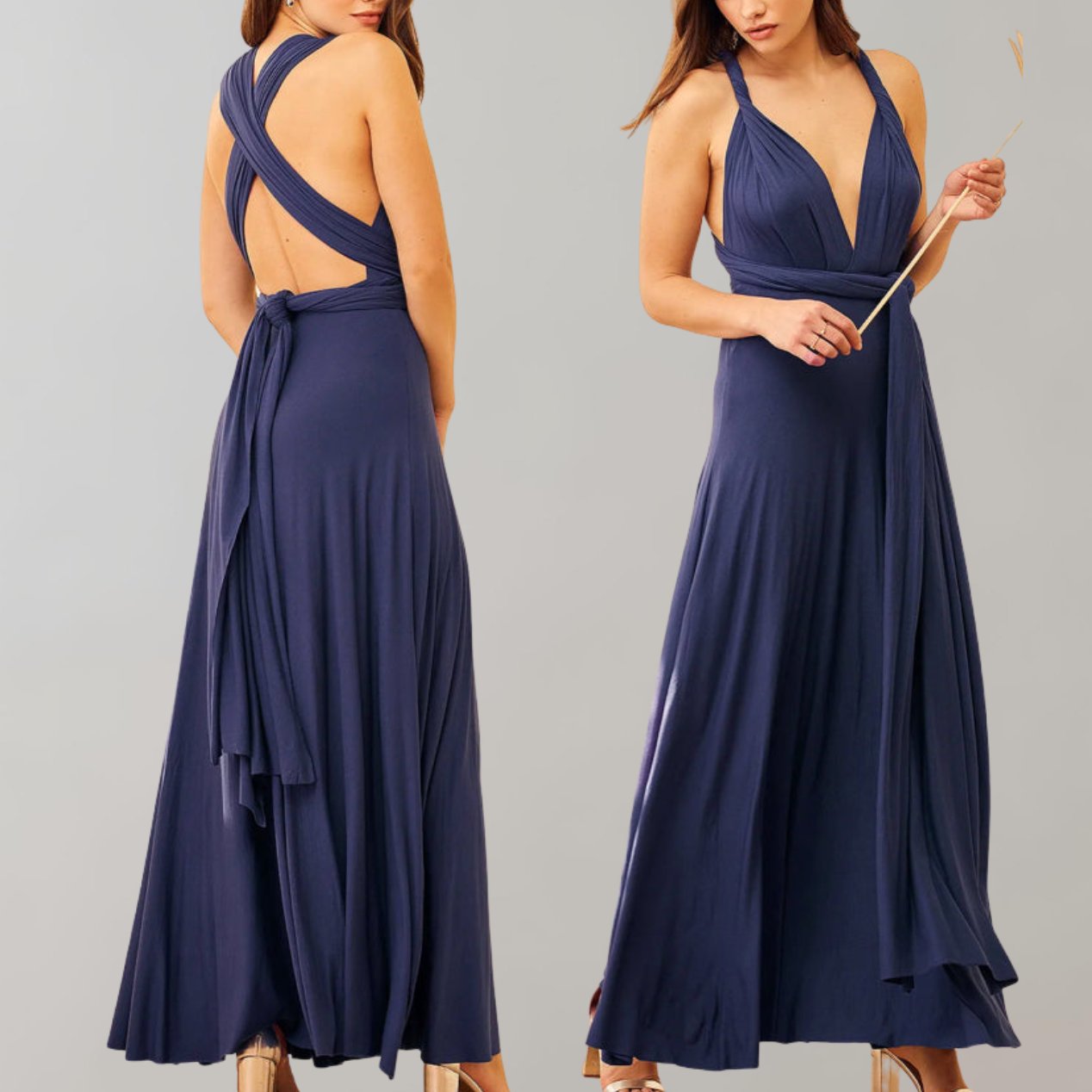 Schickes Maxikleid | Cocktailkleid Mit Taillengürtel
