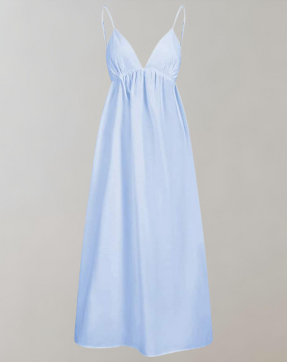 Maxi-Sommerkleid Aus Baumwolle Mit Dünnen Trägern