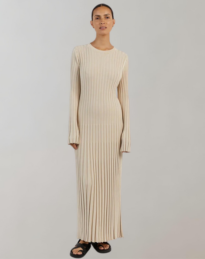 Langärmliges, Gestreiftes Maxikleid