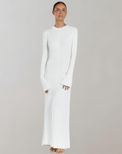 Langärmliges, Gestreiftes Maxikleid