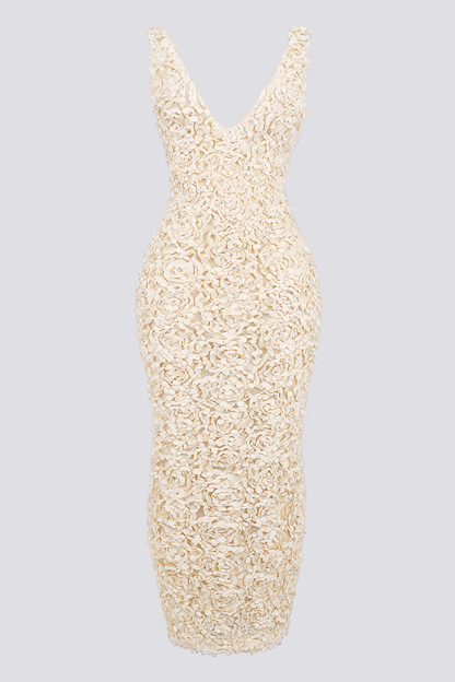Rückenfreies Maxikleid Mit Tiefem V-Ausschnitt