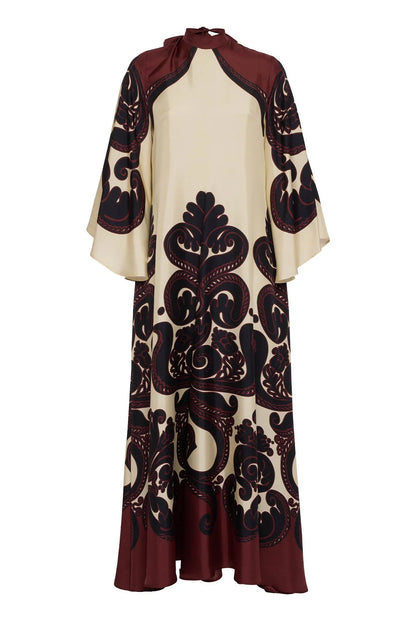 Elegantes Maxikleid Aus Gemustertem Satin