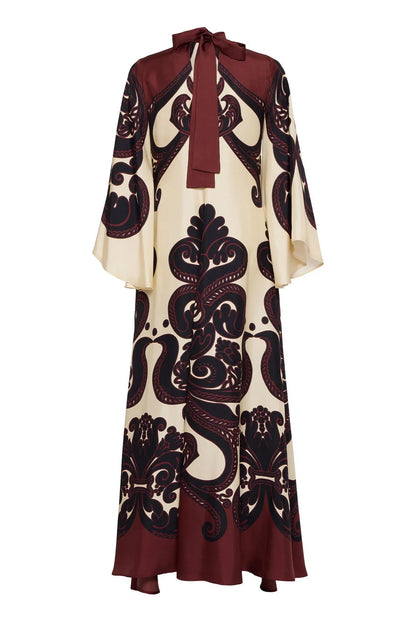 Elegantes Maxikleid Aus Gemustertem Satin