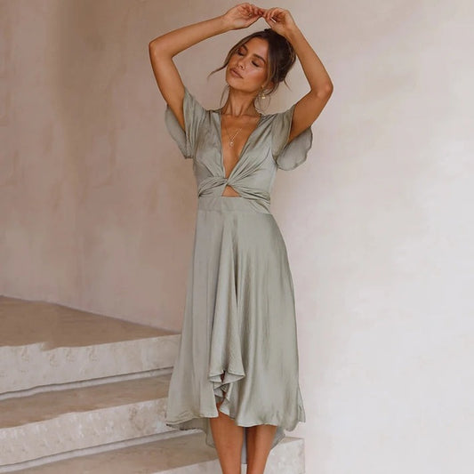 Elegantes Midikleid Mit Taillenschnürung