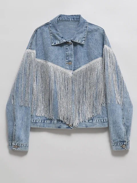 Jeansjacke Mit Fransen