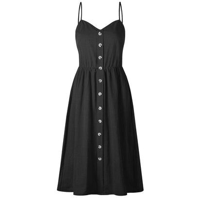 Midikleid Mit Schmalem Kragen Und Knopfdetail