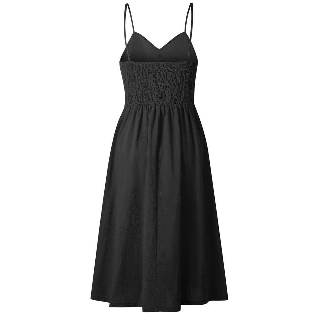 Midikleid Mit Schmalem Kragen Und Knopfdetail