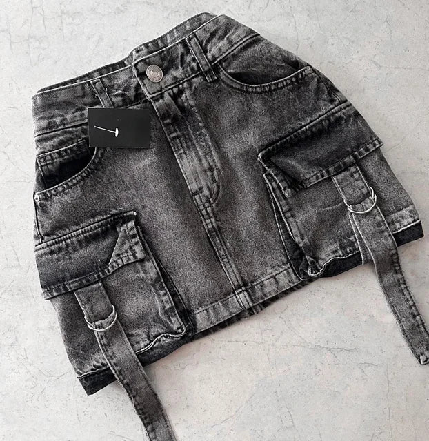 Monochromer Jeansrock İn A-Linie Für Damen