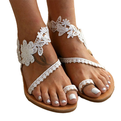 Sandalen Mit Blumenmuster Und Spitze Für Damen İn Übergröße