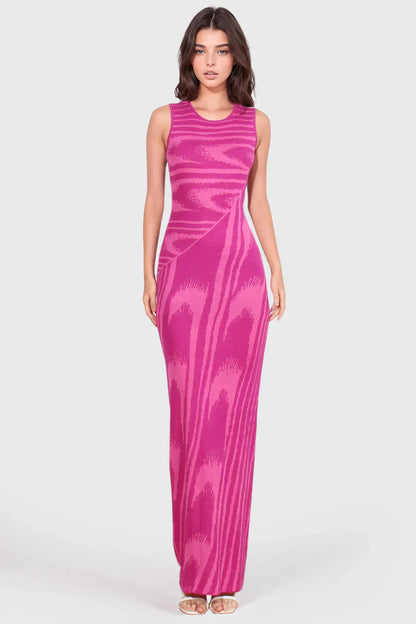 Elegantes Maxikleid Mit Rundhalsausschnitt Und Null Ärmeln