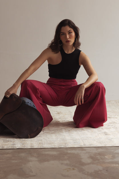 Hose Mit Hoher Taille Und Weitem Bein