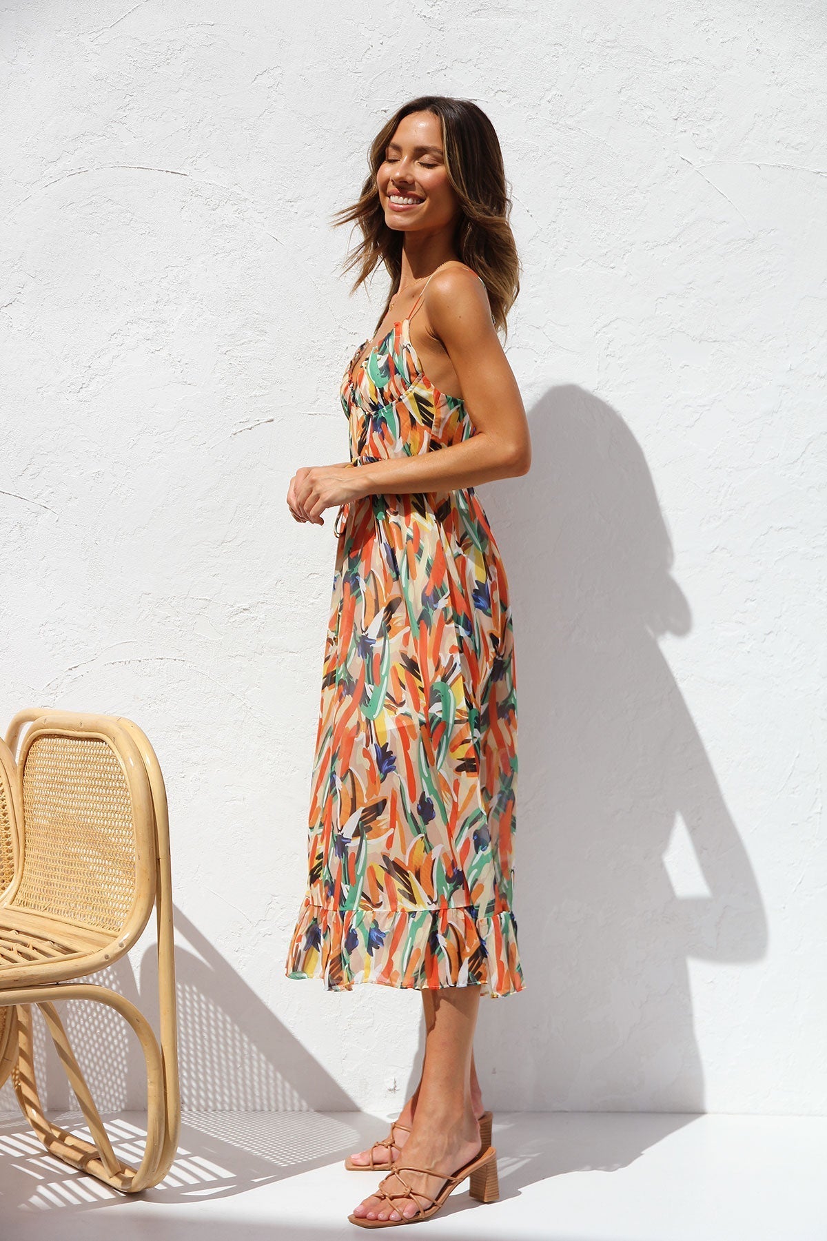 Bunt Gemustertes Midikleid