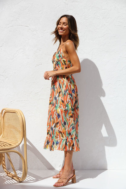 Bunt Gemustertes Midikleid