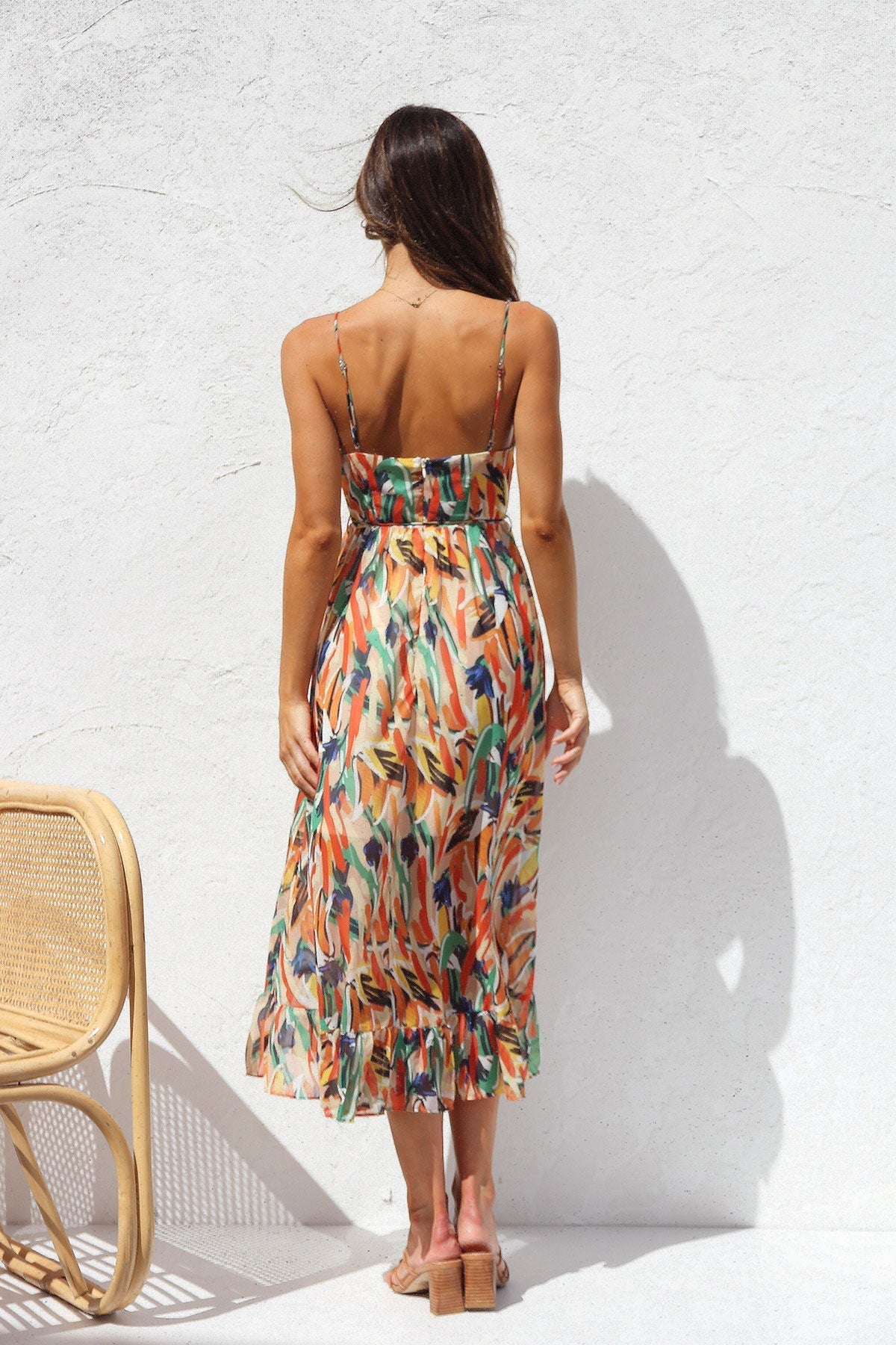 Bunt Gemustertes Midikleid