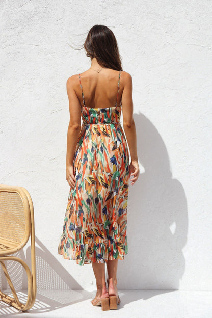 Bunt Gemustertes Midikleid