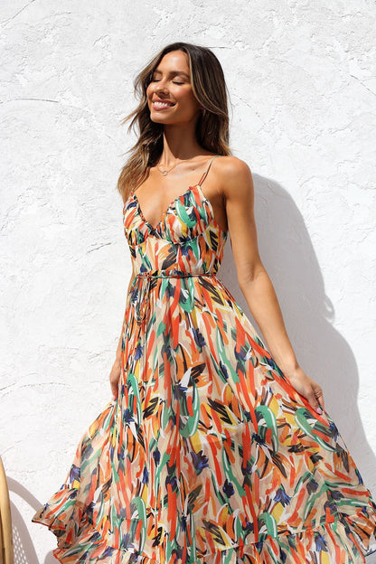 Bunt Gemustertes Midikleid