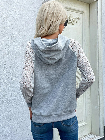 Kapuzenpullover Mit Spitzendetail
