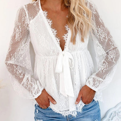 Elegante Bluse Mit Tiefem V-Ausschnitt