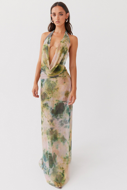 Neckholder-Maxikleid Mit Tiefem Ausschnitt
