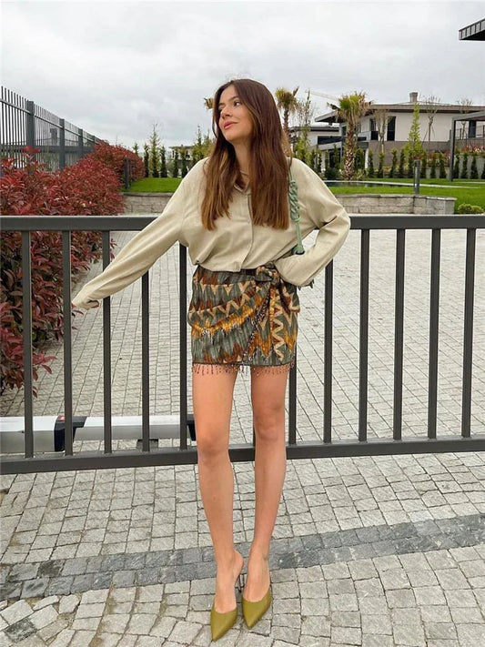Vintage Minirock Mit Geometrischem Muster