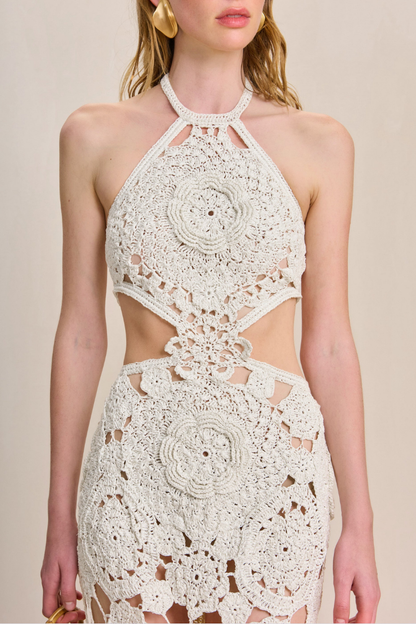 Neckholder-Maxikleid Aus Baumwolle Mit Cut-Out-Detail