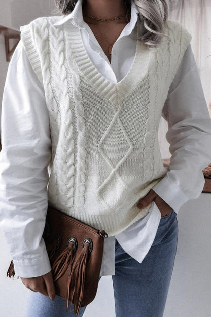 Einfarbiger Strickpullover Mit Geometrischem Muster