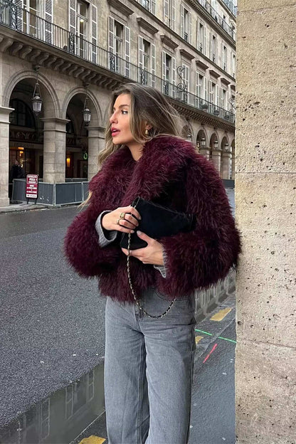 Elegante Kunstfelljacke