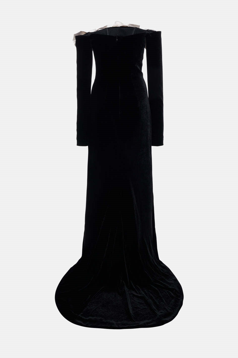 Schulterfreies Maxikleid Aus Samt Mit Schleifendetail