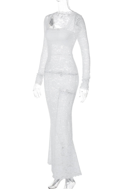 Maxikleid Aus Spitze Mit Eckigem Ausschnitt