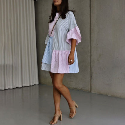 Mini-Hemdkleid Mit Blockmuster