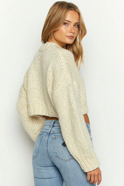Gestreifter Kurzer Strickpullover