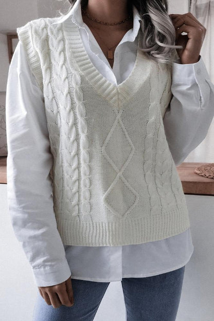 Einfarbiger Strickpullover Mit Geometrischem Muster