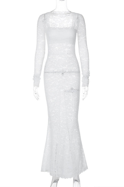 Maxikleid Aus Spitze Mit Eckigem Ausschnitt