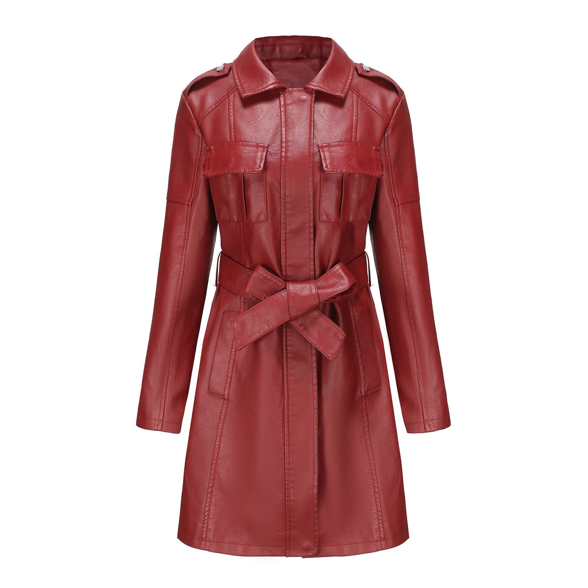 Luxuriöser Damen-Trenchcoat Mit Ledergürtel