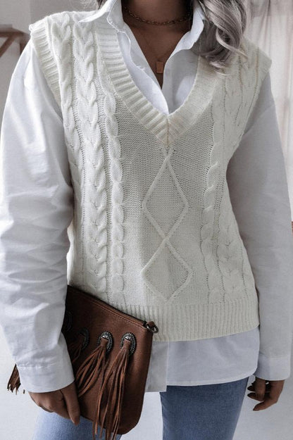 Einfarbiger Strickpullover Mit Geometrischem Muster