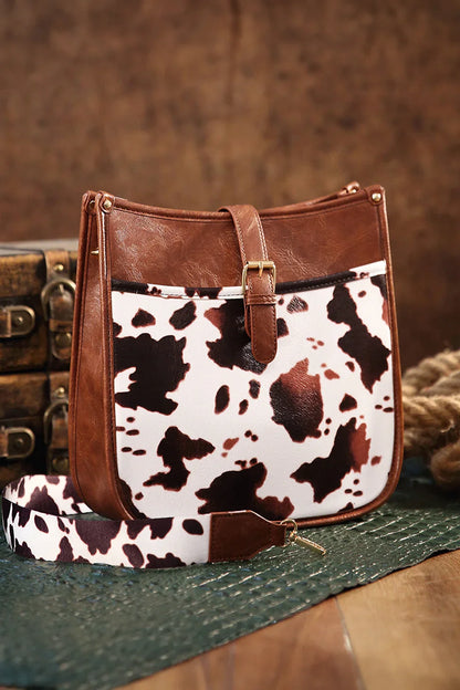 Umhängetasche İm Western-Cowboy-Stil Mit Braunem Rindermuster