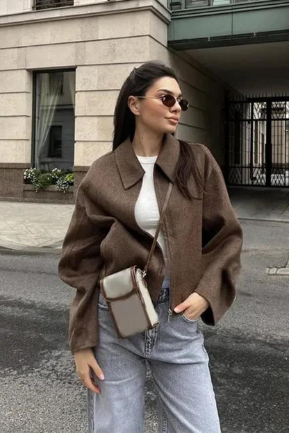 Klassische Elegante Jacke Mit Reißverschluss