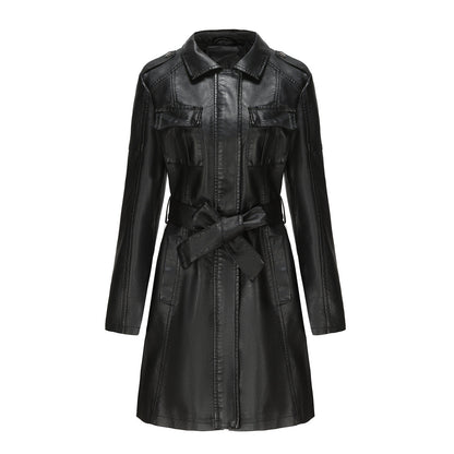 Luxuriöser Damen-Trenchcoat Mit Ledergürtel