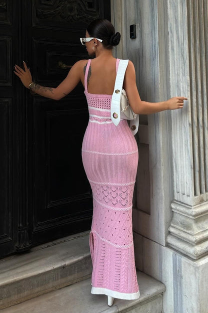 Gestricktes Maxikleid Mit Schlitz Und Cut-Out-Detail