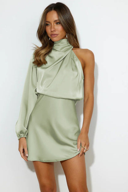Minikleid Mit One-Shoulder-Träger Und Hohem Ausschnitt