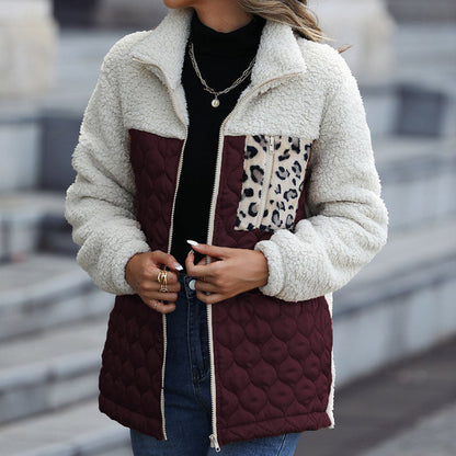Stylische Design-Plüschjacke Mit Blockmuster