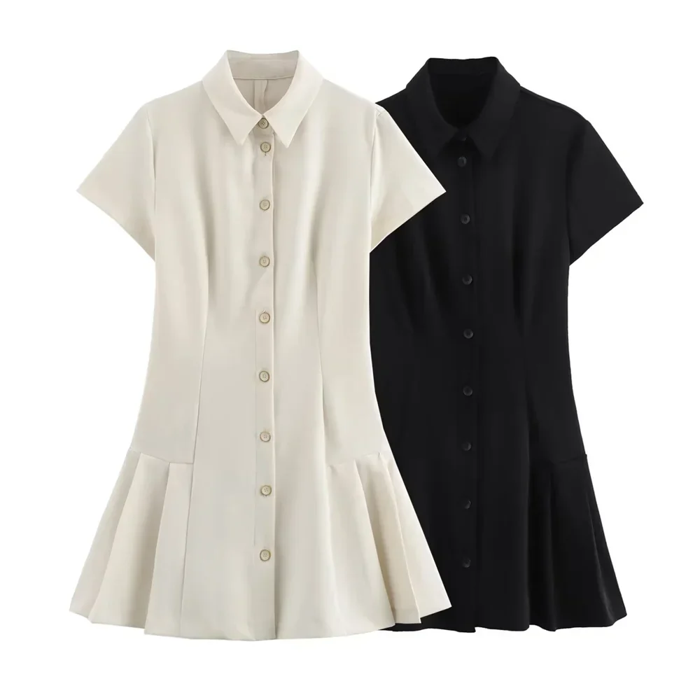 Minikleid Mit Hemdkragen Und Button-Down-Kragen