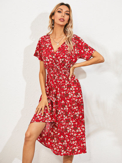 Stilvolles Sommer-Midikleid Mit V-Ausschnitt