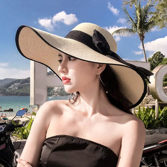 Faltbarer Strandhut Aus Stroh İm Koreanischen Stil Mit Großer Krempe Und Sonnenschutz