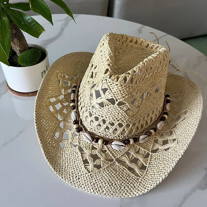 Retro Sommer Strand Stroh Cowboyhut