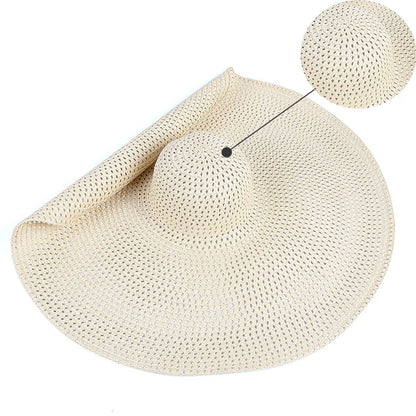 Uv-Geschützter, Faltbarer Strohhut Mit Breiter Krempe, 70 Cm, Für Sommer, Strand Und Reisen –